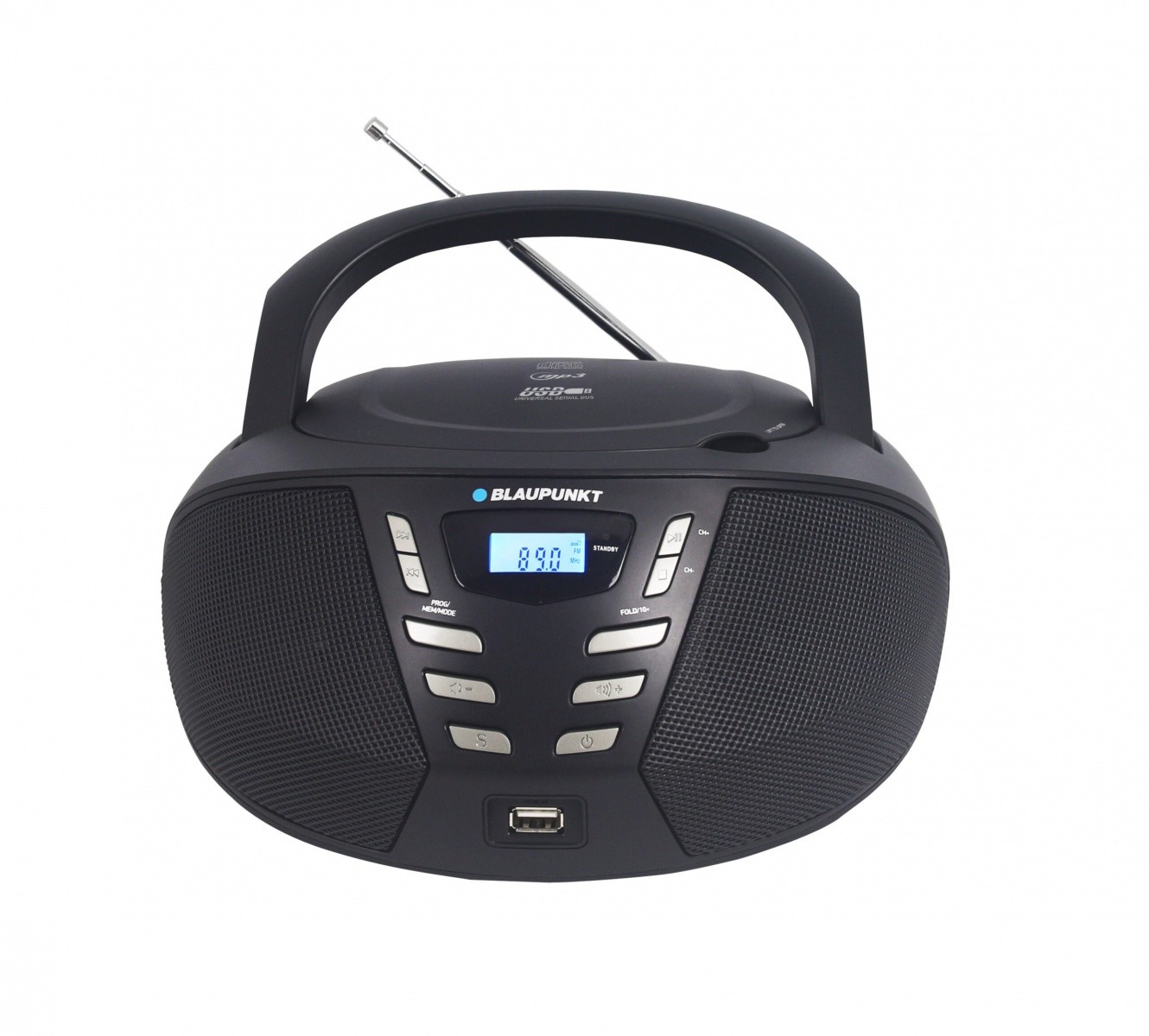 Boombox FM PLL CD/MP3/USB/AUX, črn