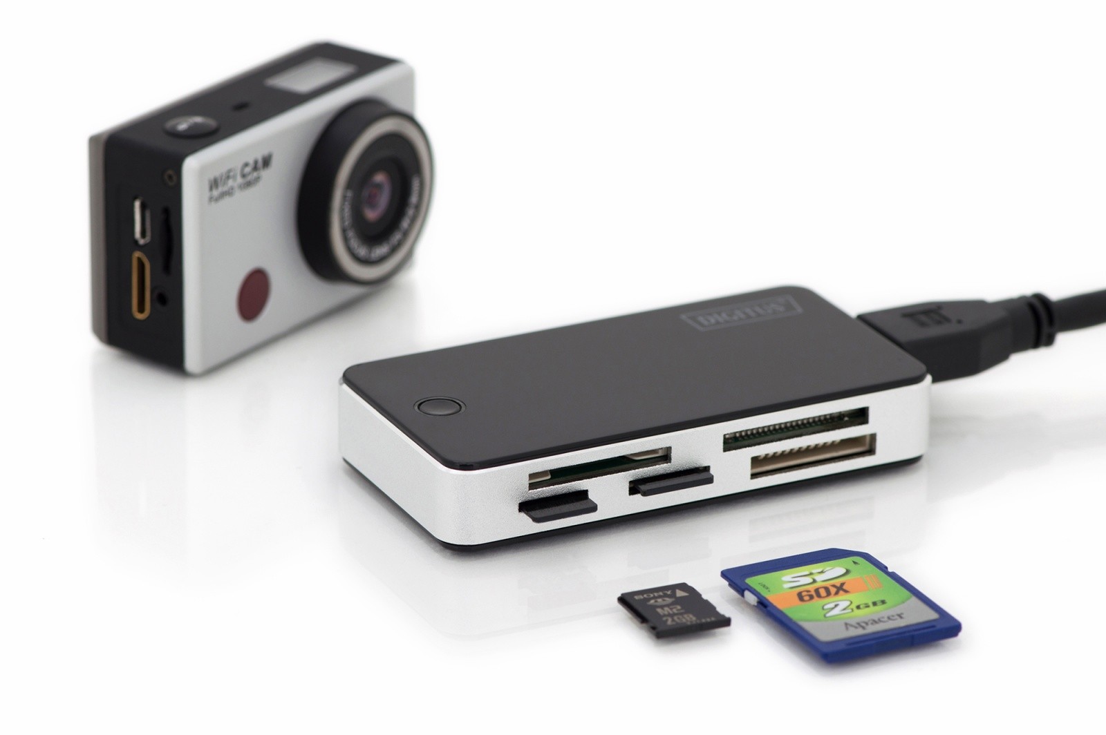 5-portni bralnik kartic USB 3.0 SuperSpeed, črno-srebrn 3
