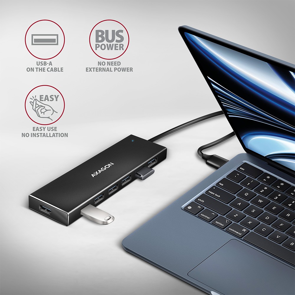USB 3.2 HUB HUE-F7A, 7-portni, ALU FLAT, micro USB, 1m kabel 3