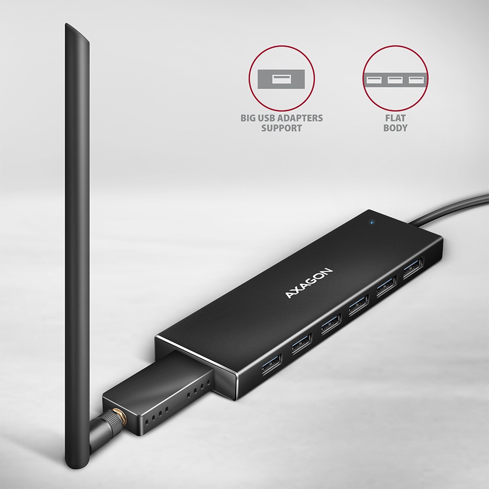 USB 3.2 HUB HUE-F7A, 7-portni, ALU FLAT, micro USB, 1m kabel 4