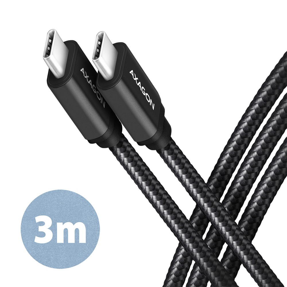 AXAGON BUCM3-CM30AB USB-C vtični kabel, 3m, PD 60W, črn