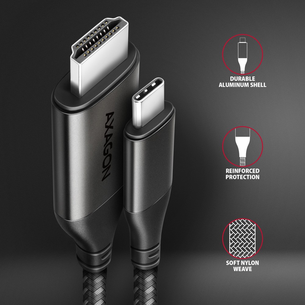 AXAGON RVC-HI2MC USB-C v HDMI 2.0 adapter, 4K/60Hz, 1.8m kabel 3