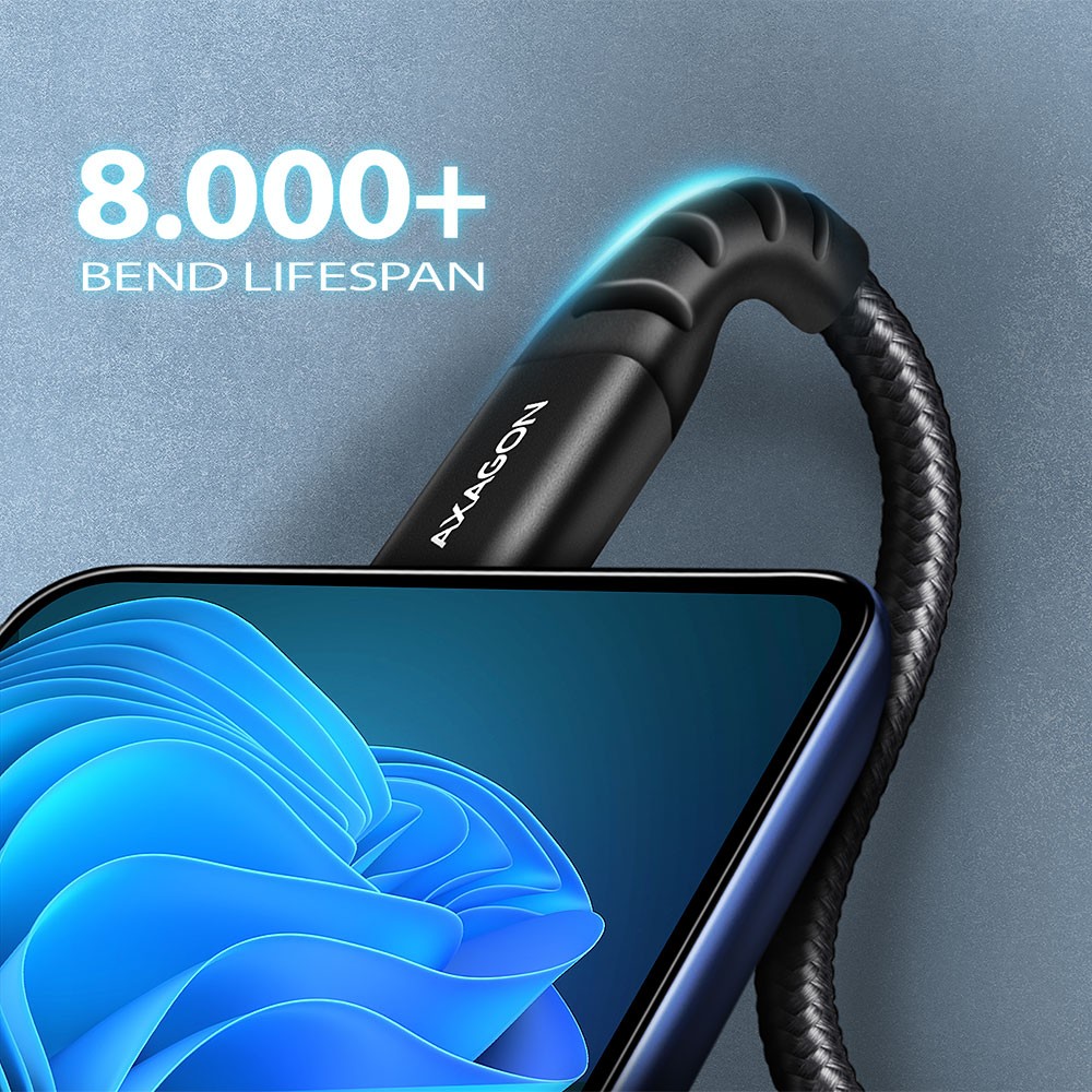 USB-C na USB-C kabel 2.0, 2m, PD 60W, 3A, ALU, oplet 4