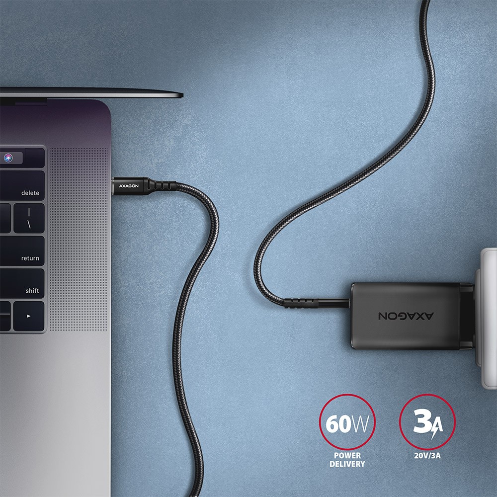 USB-C na USB-C kabel 2.0, 2m, PD 60W, 3A, ALU, oplet 5