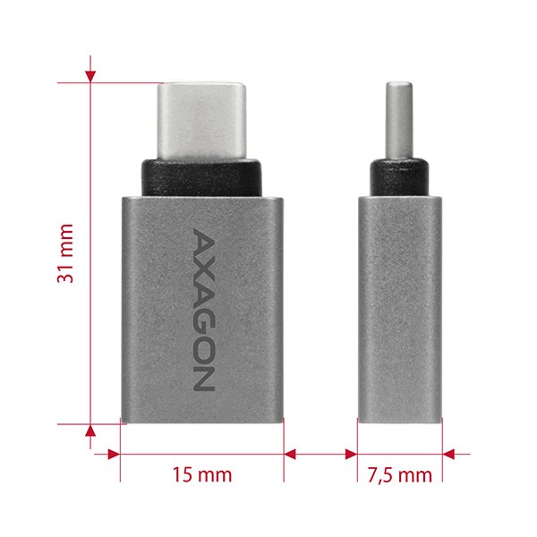 Adapter USB 3.1 Type-C (moški) > Type-A (ženski), ALU 3