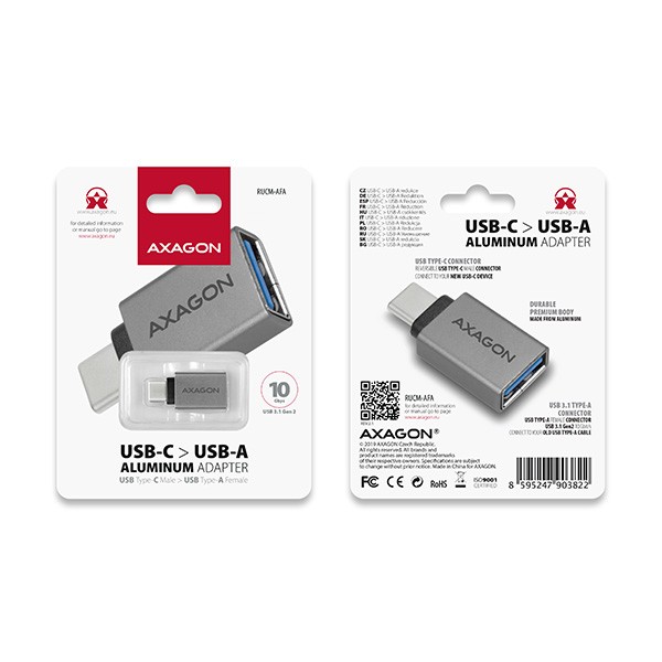 Adapter USB 3.1 Type-C (moški) > Type-A (ženski), ALU 6