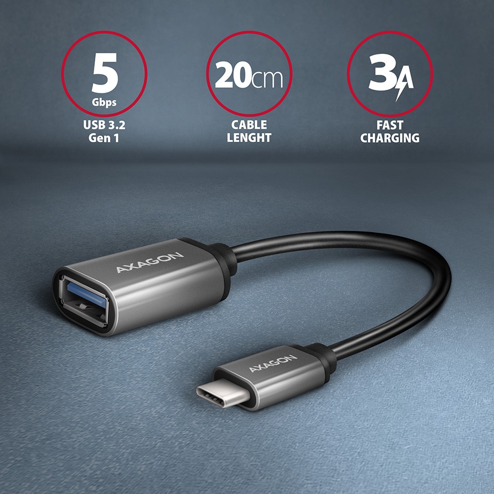 Adapter kabel USB 3.2 Gen 1 Type-C (moški) > Type-A (ženski), 0.2m, 3A 2