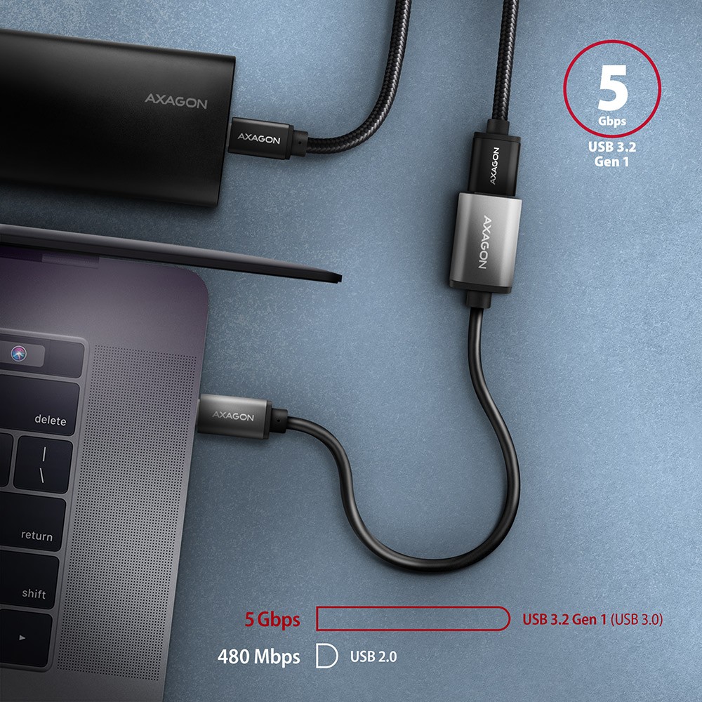Adapter kabel USB 3.2 Gen 1 Type-C (moški) > Type-A (ženski), 0.2m, 3A 4