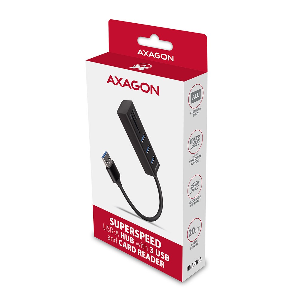 Večvratni USB-A hub (3x) + SD/microSD, USB 3.2 Gen 1, kovinski, 20cm kabel 7