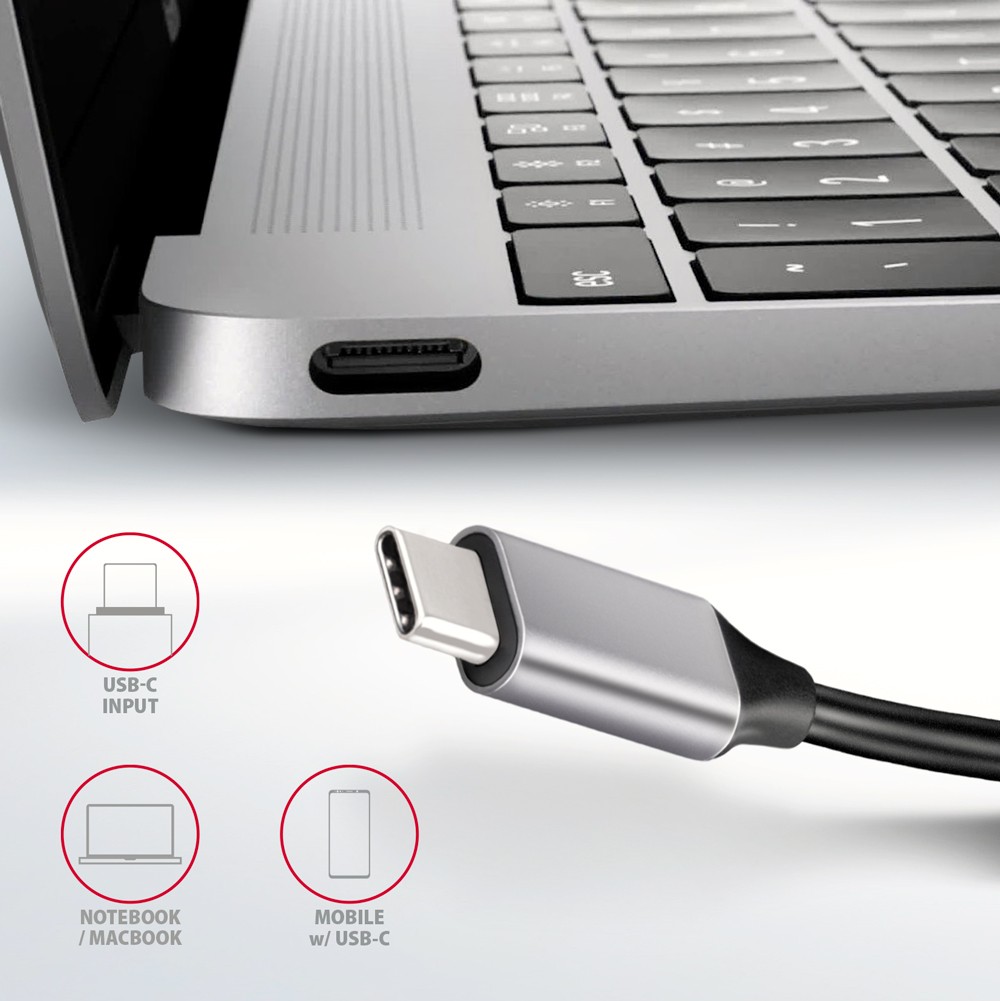 AXAGON HMC-6H4A USB-C Hub: 4x USB-A, HDMI, USB-C PD 100W 6