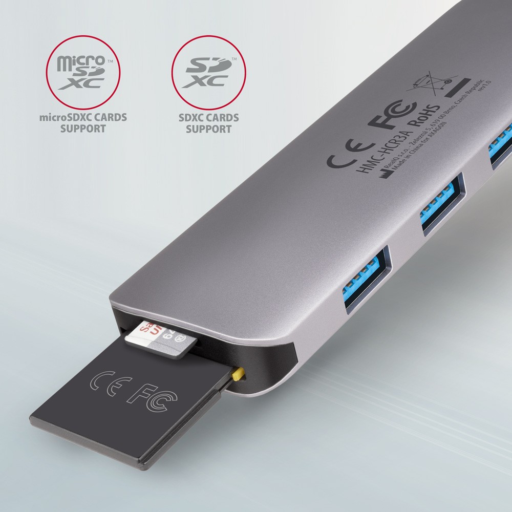 Večvratni USB hub (3x USB-A) + HDMI + SD/microSD, USB-C 3.2 Gen1 3