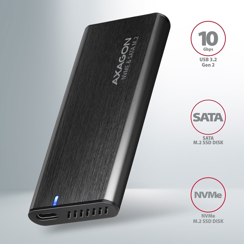 Aluminijasto ohišje za M.2 NVMe/SATA SSD (30-80mm), USB-C 3.2 Gen 2 2