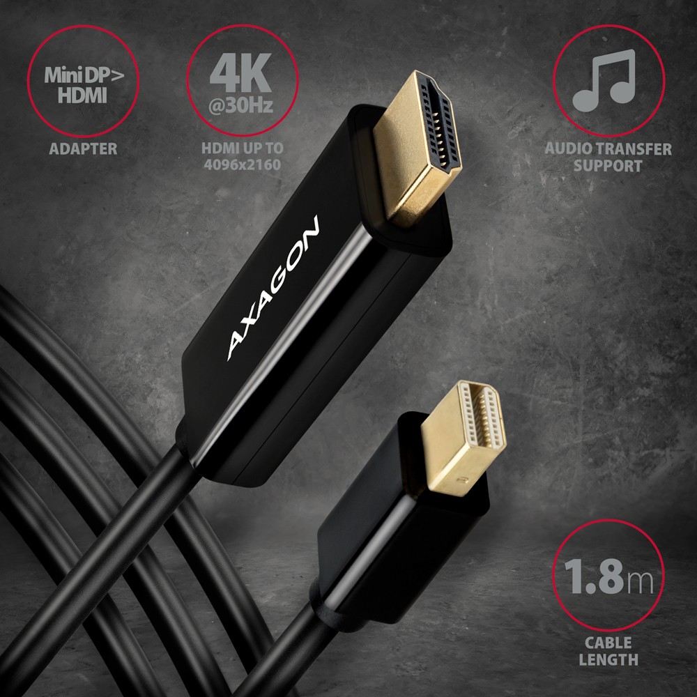 Aktivni pretvornik Mini DisplayPort > HDMI 1.4, kabel 1.8m, 4K/30Hz 2