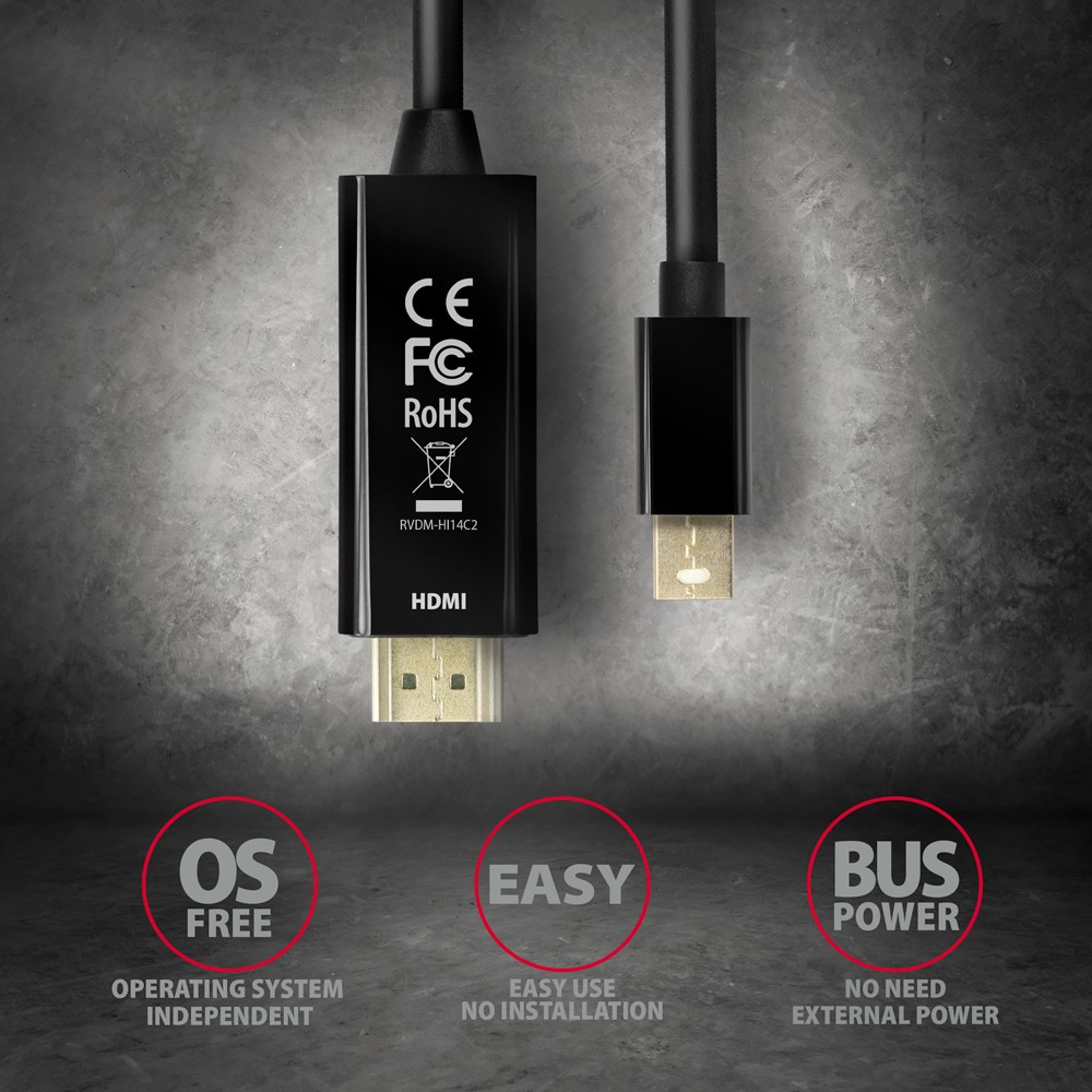 Aktivni pretvornik Mini DisplayPort > HDMI 1.4, kabel 1.8m, 4K/30Hz 5
