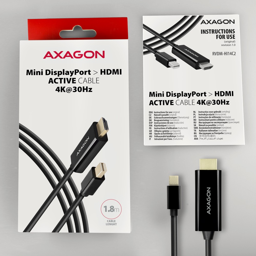 Aktivni pretvornik Mini DisplayPort > HDMI 1.4, kabel 1.8m, 4K/30Hz 6