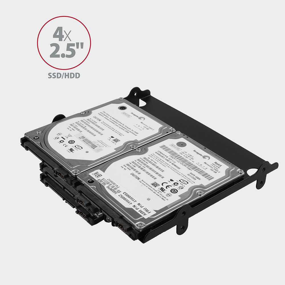 Kovinski nosilec za 4x 2.5" HDD/SSD v 5.25" režo, črn 4