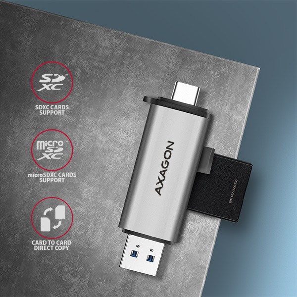 Zunanji čitalnik kartic USB 3.2 Gen 1 Type-C + Type-A, SD/microSD 4