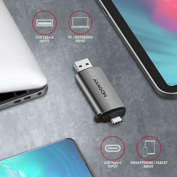 Zunanji čitalnik kartic USB 3.2 Gen 1 Type-C + Type-A, SD/microSD 5