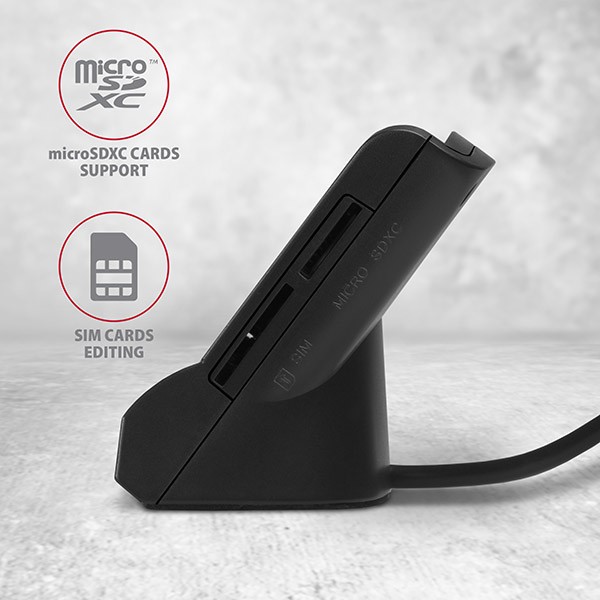 Čitalnik kartic CRE-SM2: ID, SD/microSD, SIM, USB 4