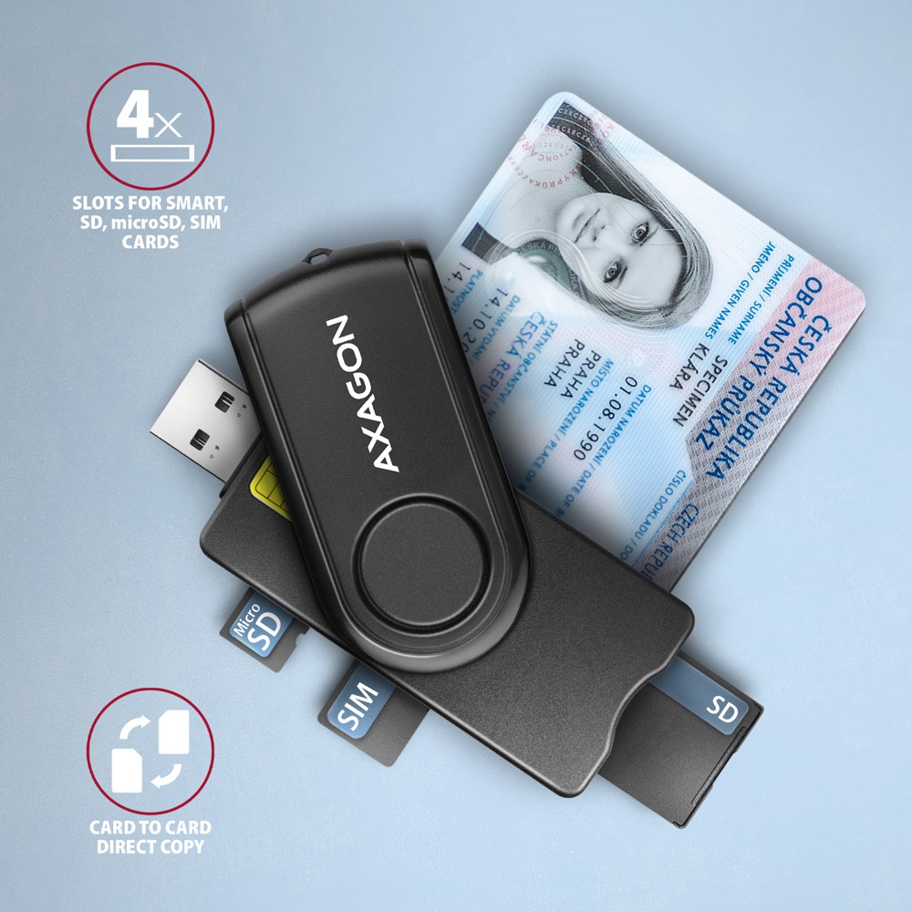 PocketReader čitalnik kartic: ID, SD/microSD, SIM, USB 3