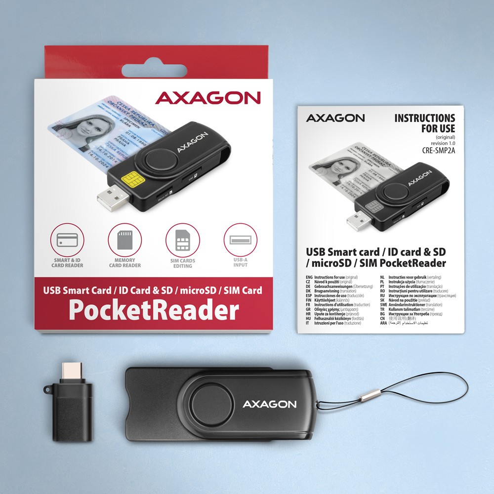 PocketReader čitalnik kartic: ID, SD/microSD, SIM, USB 8