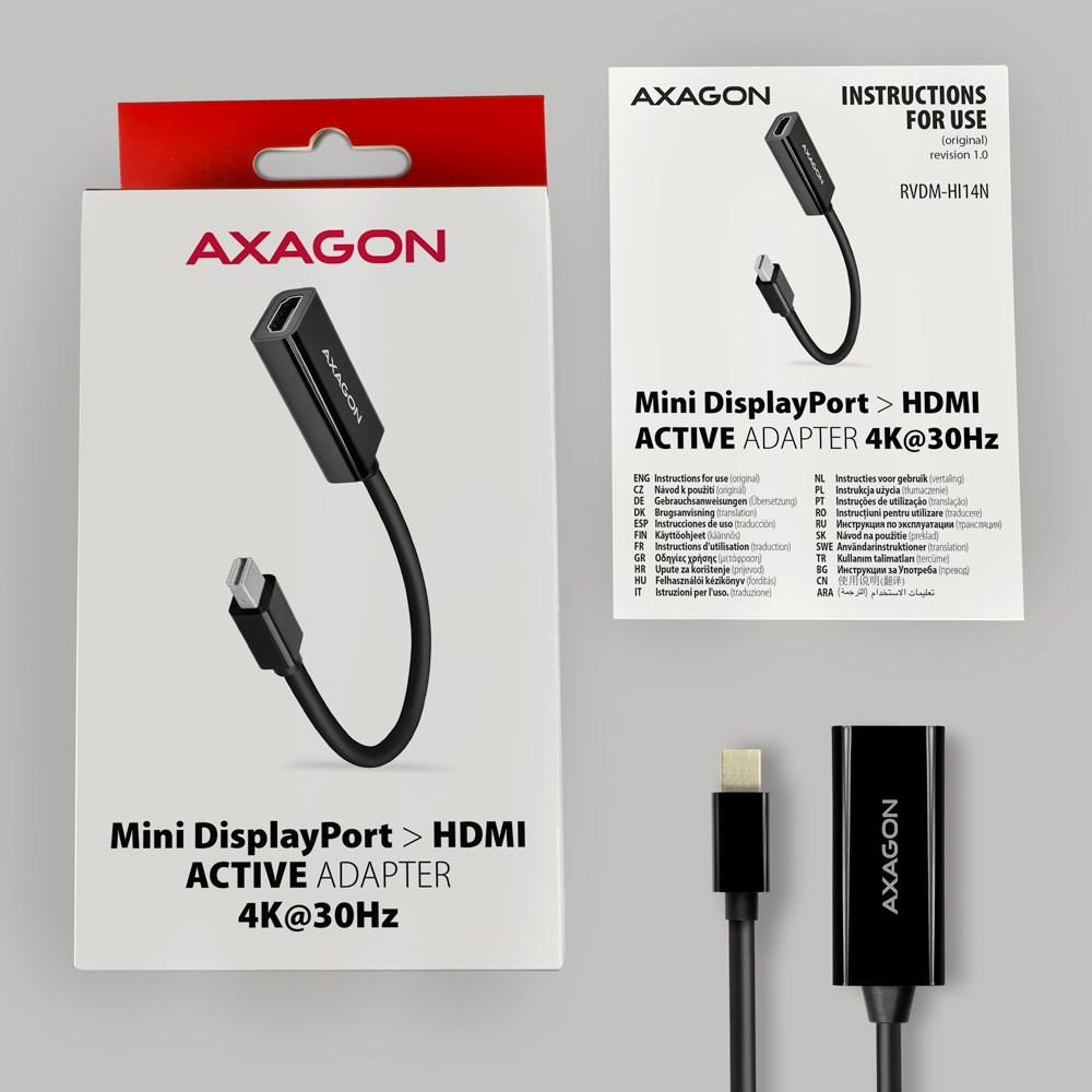 AXAGON RVDM-HI14N Aktivni pretvornik Mini DisplayPort v HDMI 1.4 6
