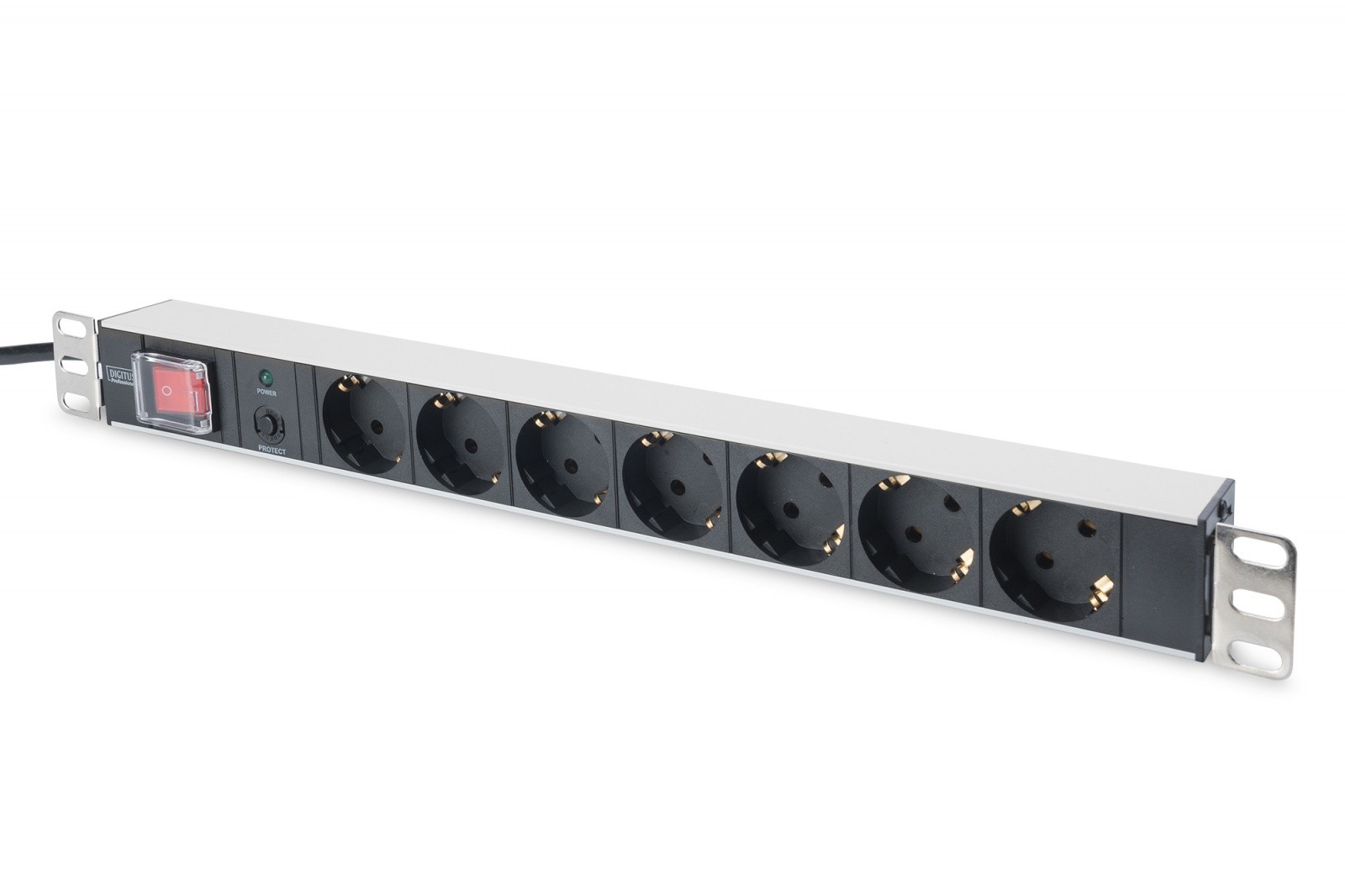 PDU napajalna letev 19" Rack, 7x Schuko vtičnice, 2m, 16A, aluminij