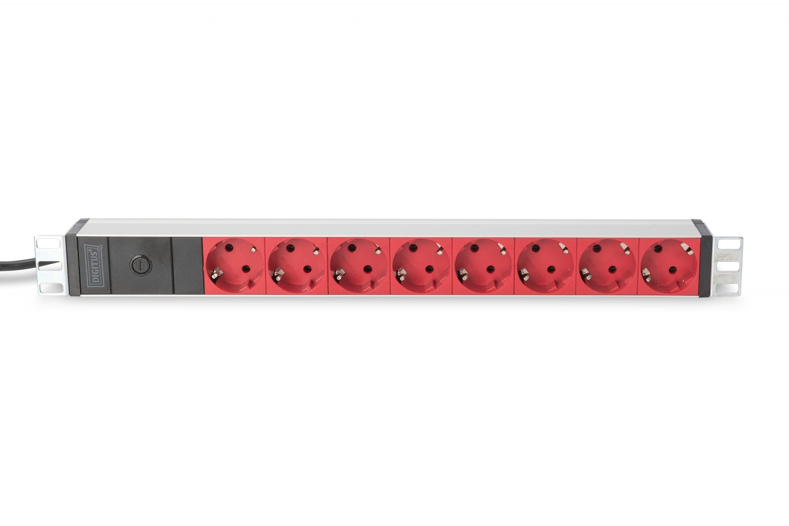 PDU 19" napajalna letev, aluminijasta, 8x Schuko, 2m kabel, C14 vtič 2