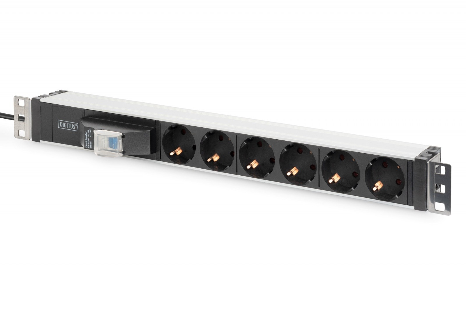 PDU 19" napajalna letev, aluminijasta, 6x Schuko, 2m kabel, Unischuko vtič