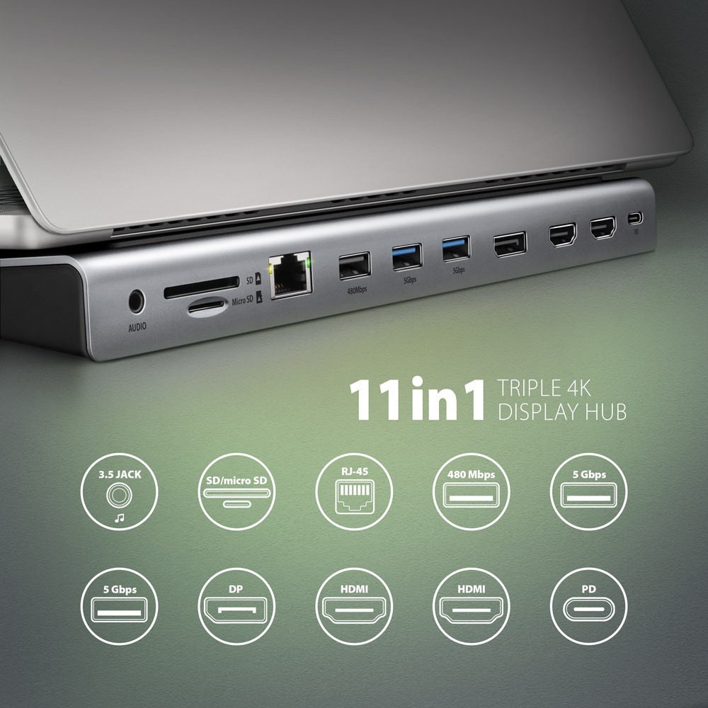 Večportni USB-C hub 11v1, HDMI 4K, PD 100W, GLAN 2