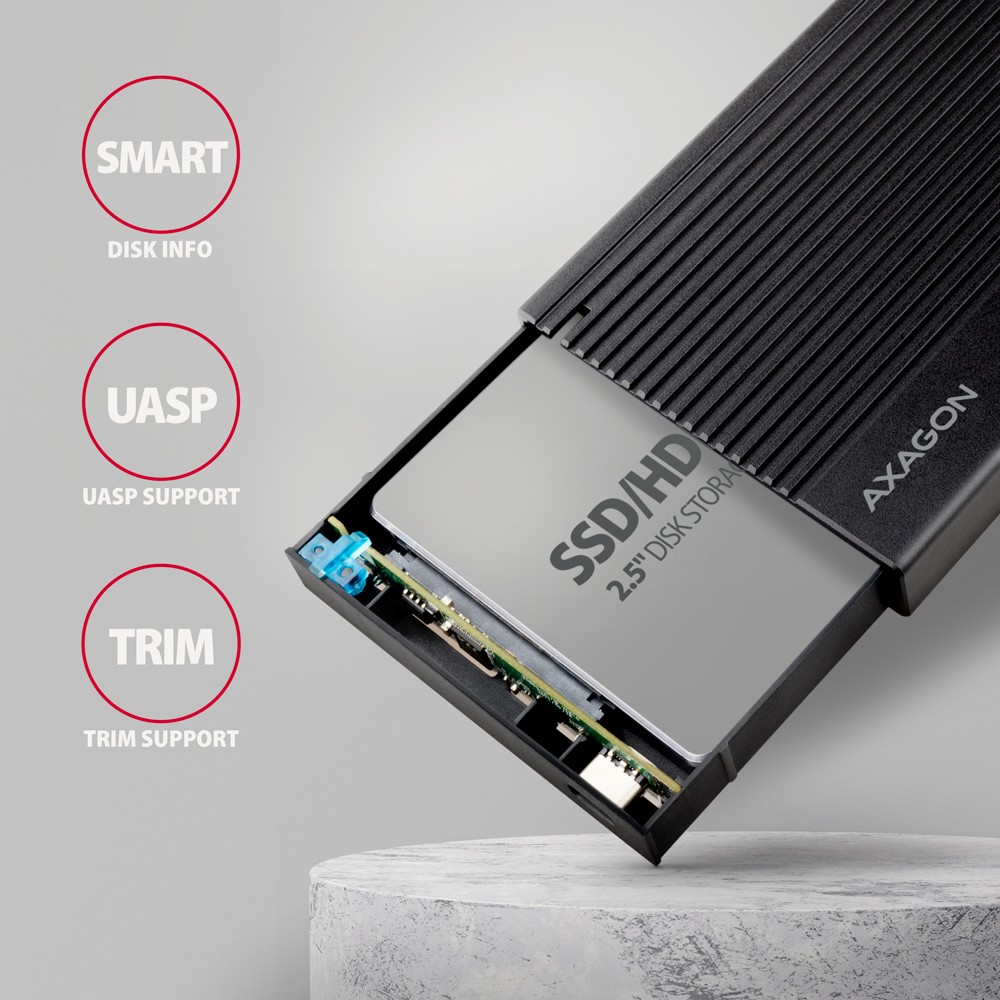 Zunanja aluminijasta ohišje za 2,5" SSD/HDD USB 3.2 Gen 2 - SATA 6G 4