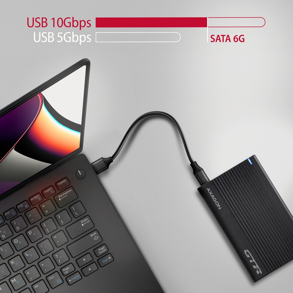 Zunanja aluminijasta ohišje za 2,5" SSD/HDD USB 3.2 Gen 2 - SATA 6G 6
