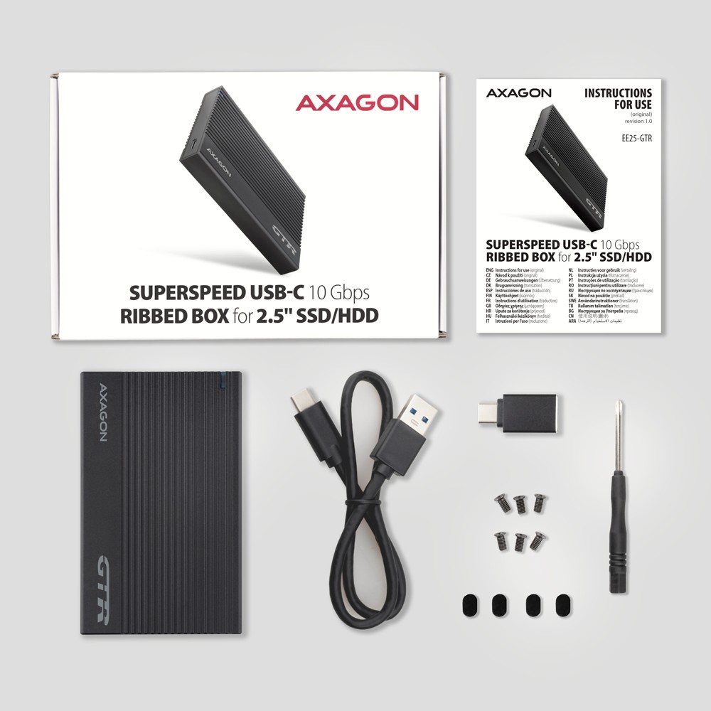 Zunanja aluminijasta ohišje za 2,5" SSD/HDD USB 3.2 Gen 2 - SATA 6G 7