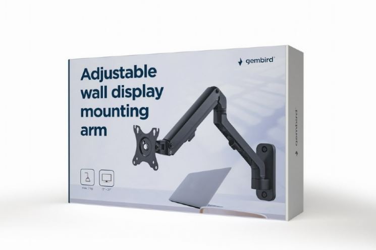 Stojalo za monitor, nastavljivo, za stensko montažo, do 27 palcev/7 kg 3
