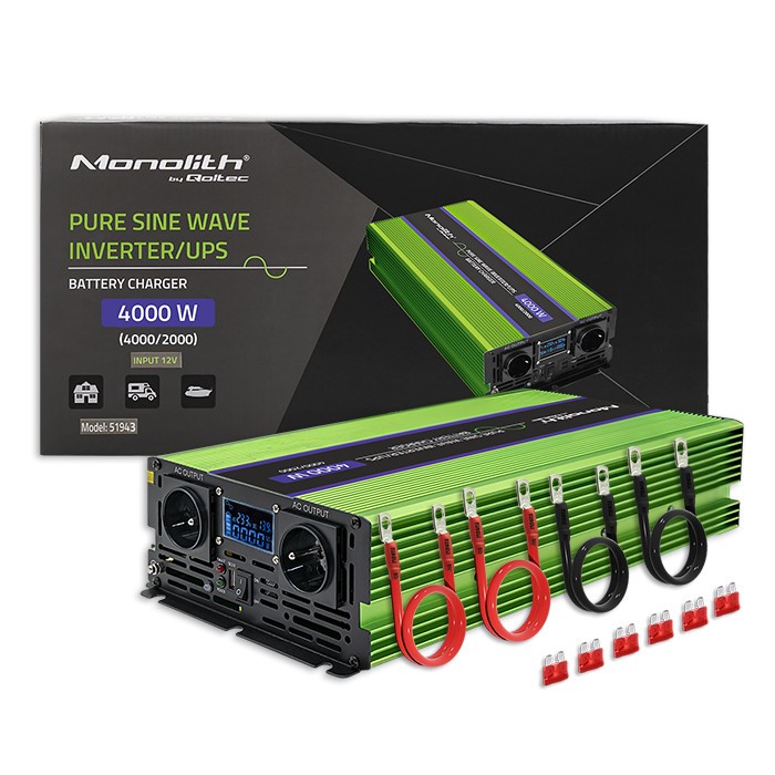 Pretvornik napetosti Monolith UPS, 2000W/4000W, 12V na 230V, čisti sinus