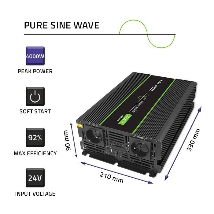 Pretvornik napetosti Monolith, 24V na 230V, 2000W/4000W 6