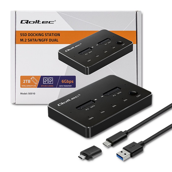 Dvojna M.2 SATA SSD priklopna postaja, USB-C 2