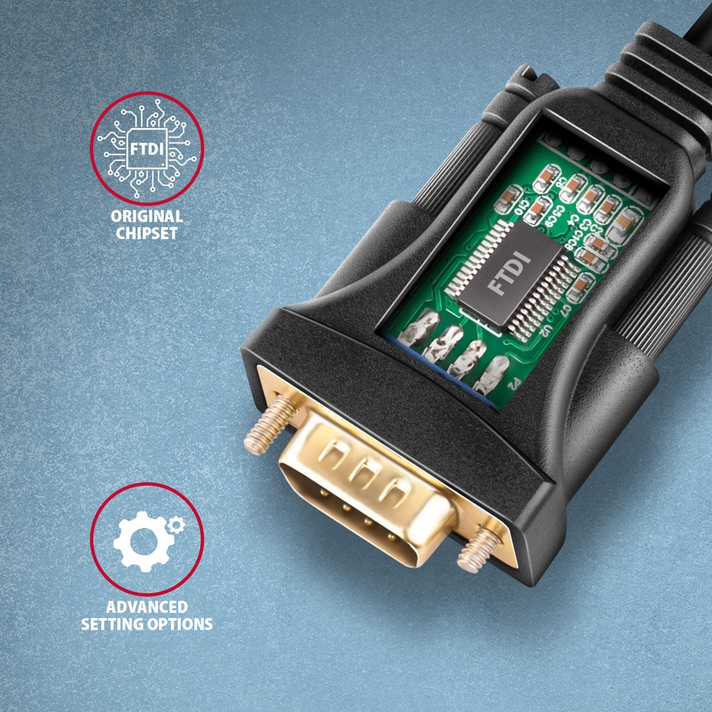 Adapter USB 2.0 na RS-232 (serijski port), 1.5m kabel, čip FTDI 3