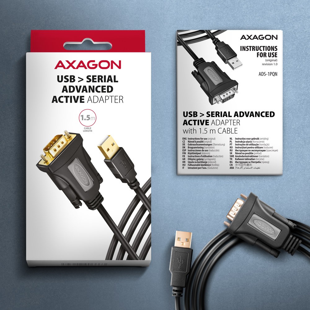Adapter USB 2.0 na RS-232 (serijski port), 1.5m kabel, čip FTDI 6