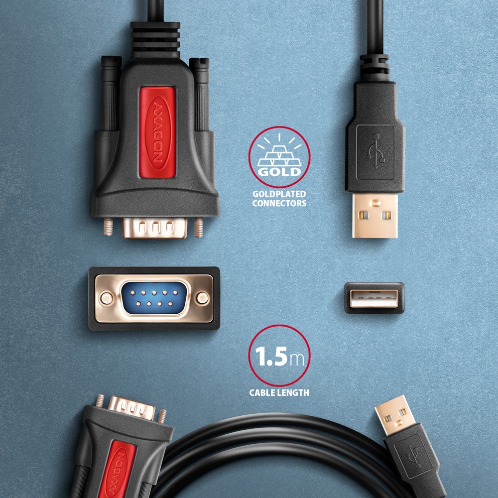 Adapter USB 2.0 na RS-232 (serijski port), 1.5m kabel, čip Prolific 5