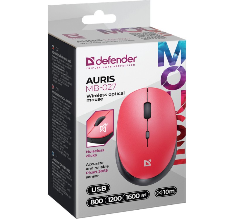 Brezžična miška AURIS MB-027 silent, rdeča 6