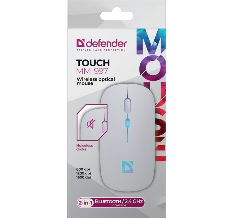 Brezžična miška AURIS TOUCH MM-997 z akumulatorjem, bela 4