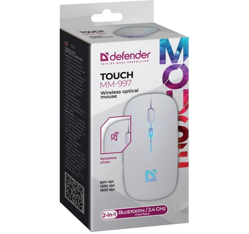 Brezžična miška AURIS TOUCH MM-997 z akumulatorjem, bela 5