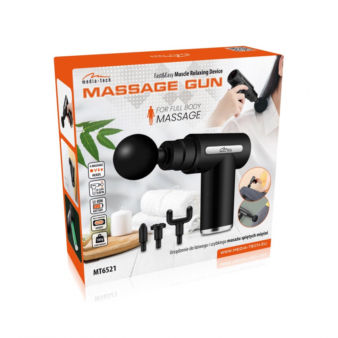 Media-Tech pištola za masažo MASSAGE GUN MT6521 (4 nastavki) 5