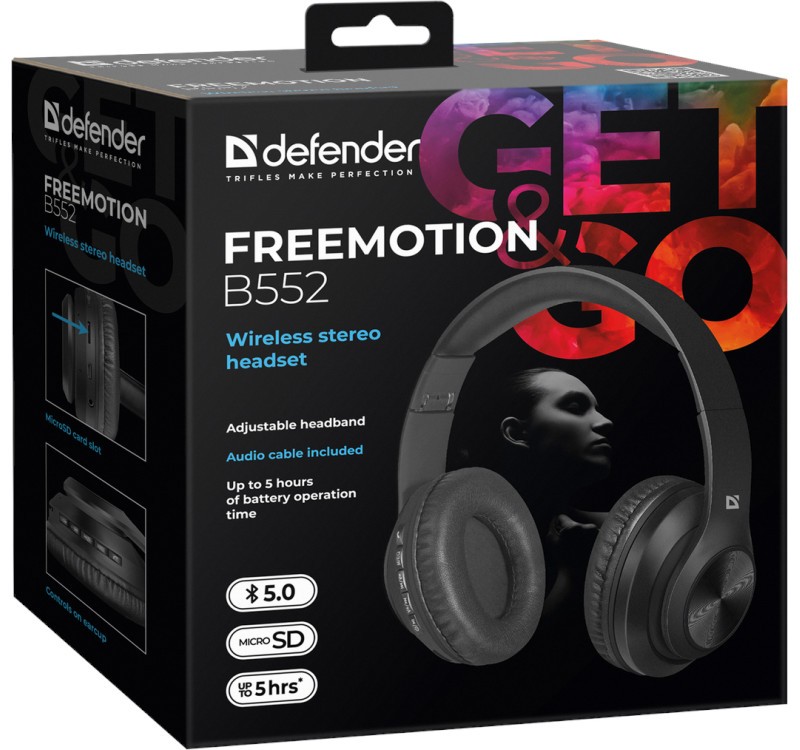 Brezžične slušalke Freemotion B552 z mikrofonom, črne 7