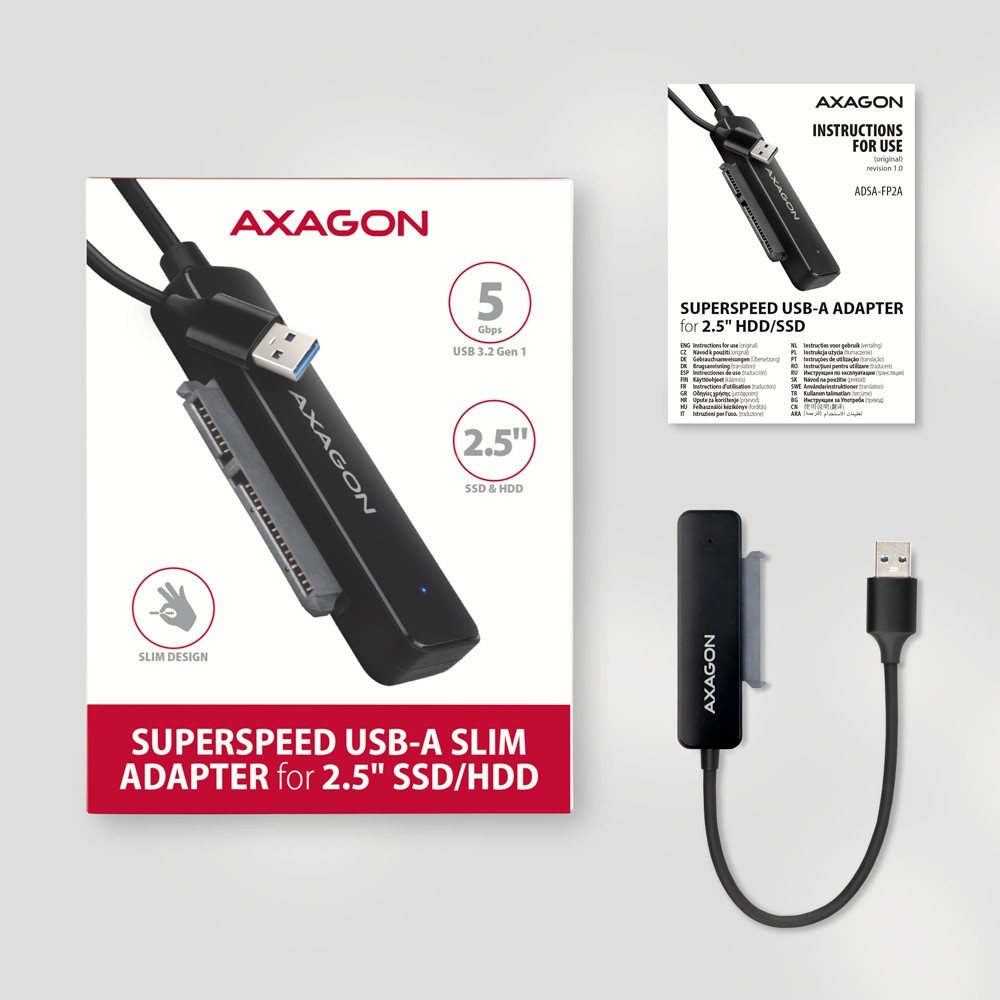 Adapter ADSA-FP2A za SATA HDD/SSD 2.5", USB-A 5Gbps 6
