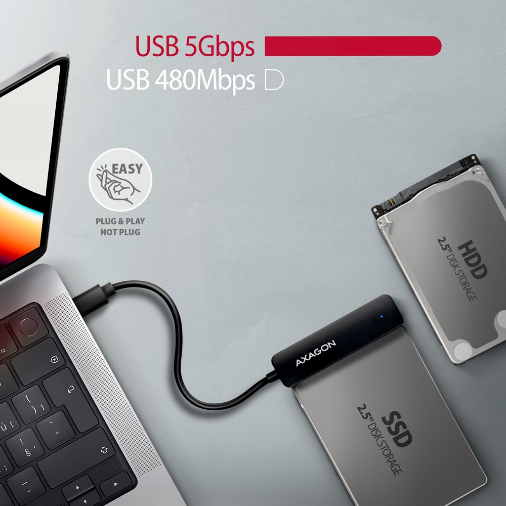 AXAGON ADSA-FP2C Adapter USB-C na SATA III 6Gbps za 2.5" HDD/SSD 3