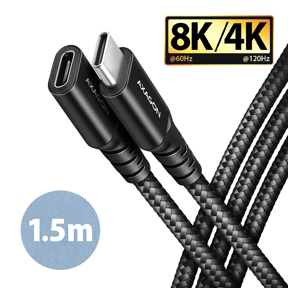 Podaljšek USB-C - USB-C Gen2, 1.5m, 5A, 20Gbps, 240W PD, črn