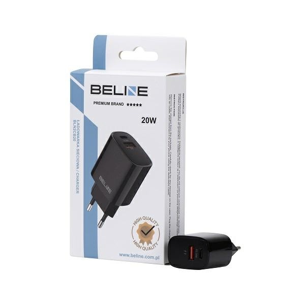 Polnilnik 20W USB-C + USB-A, črn