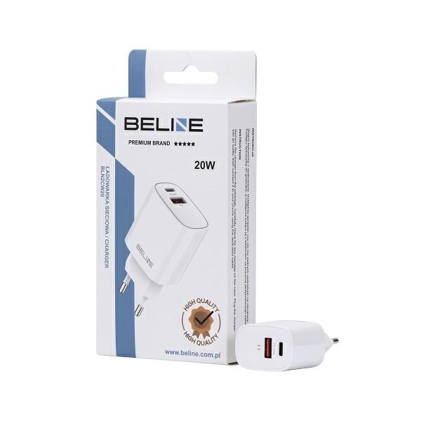 Polnilnik 20W USB-C + USB-A, bel
